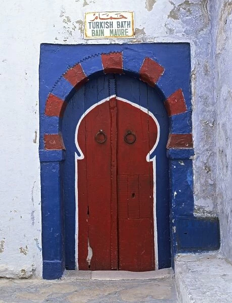 Doorway to Turkish baths in the Medina, Hammamet, Cap Bon, Tunisia, North Africa, Africa