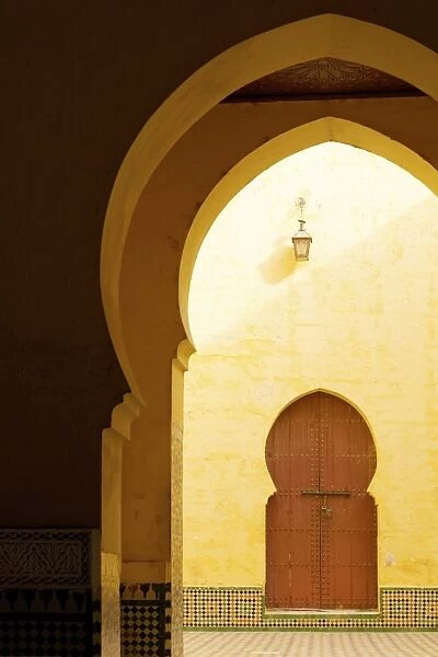 Doorways and arches in the Mausoleum of Moulay Ismail, Meknes, Morocco, North Africa