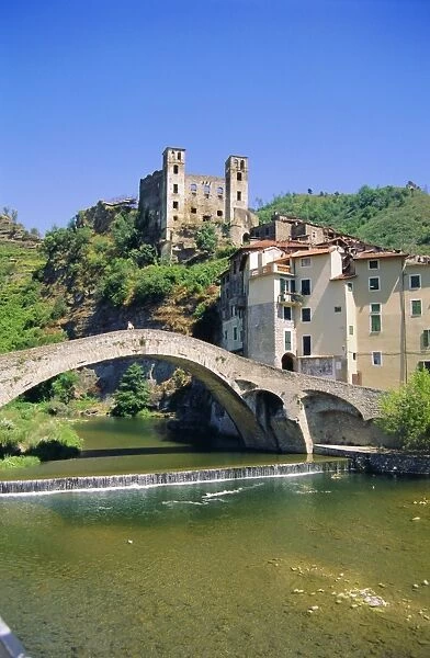 Dorias Castle and medieval bridge across River Nervia