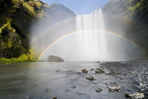 Double rainbow over Skogar Waterfall, Skogar, Iceland, Polar Regions