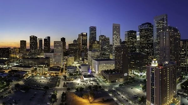 Downtown city skyline, Houston, Texas, United States of America, North America