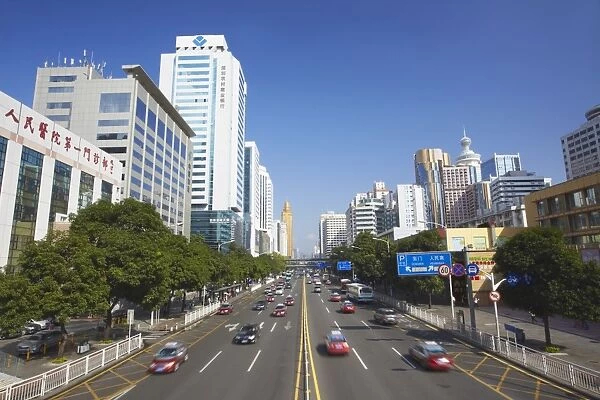 Downtown traffic, Shenzhen, Guangdong, China, Asia