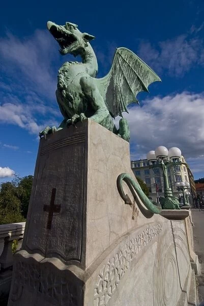 Dragon bridge in the center of Lublijana, Slovenia, Europe
