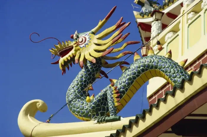 Framed Print : Dragon decoration on the exterior of a Taoist temple Framed Print : Dragon decoration on the exterior of a Taoist temple