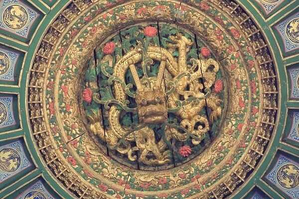 Dragon (detail of a wooden ceiling), Forbidden City (Palace Museum), Beijing, China, Asia