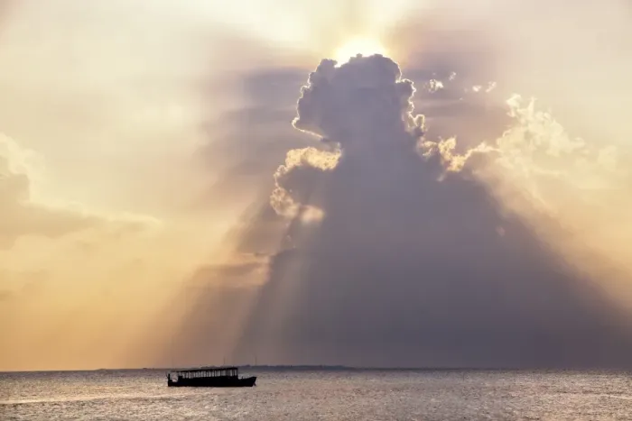 Framed Print : Dramatic cloud formations and boat in silhoutte at sunset, Dhuni Kolhu, Baa Atoll Framed Print : Dramatic cloud formations and boat in silhoutte at sunset, Dhuni Kolhu, Baa Atoll