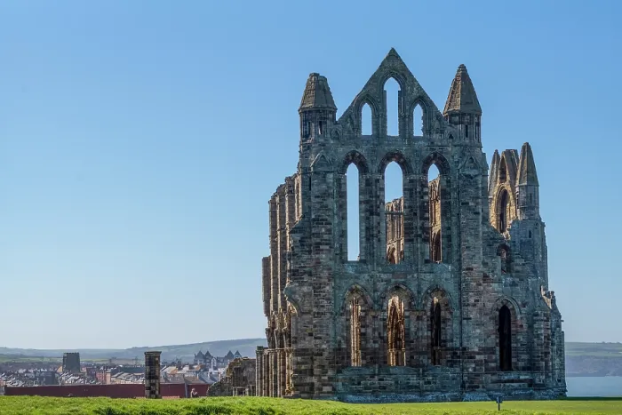Framed Print : The dramatic ruins of St Hilda's Abbey on the cliftop overlooking Whiby In the county of Yorkshire Framed Print : The dramatic ruins of St Hilda's Abbey on the cliftop overlooking Whiby In the county of Yorkshire