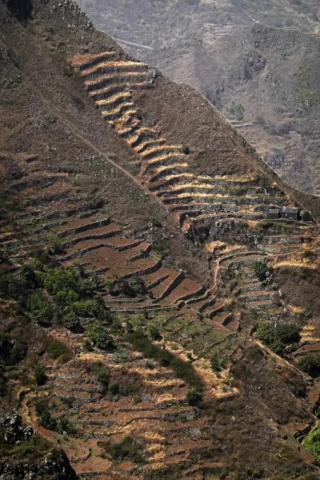 Framed Print : The dramatic scenery in the volcanic highlands of northern Saint Anthony, Cape Verde