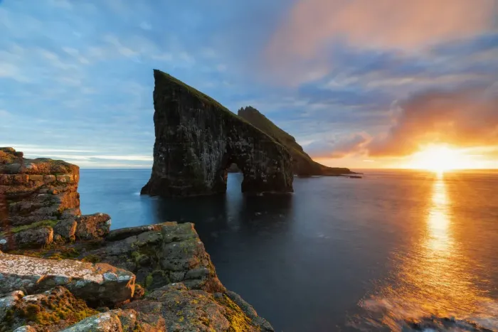 Framed Print : Drangarnir at sunset, Vagar island, Faroe Islands, Denmark Framed Print : Drangarnir at sunset, Vagar island, Faroe Islands, Denmark