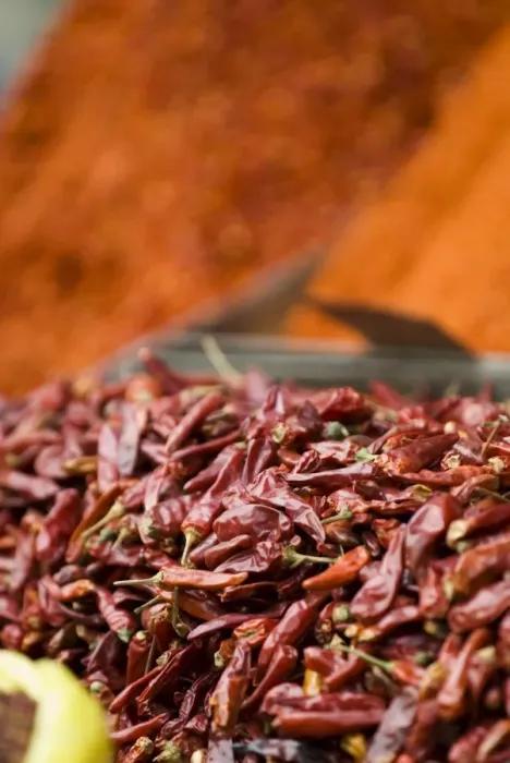 Framed Print : Dried chilli for sale at market, Xining, Qinghai, China, Asia