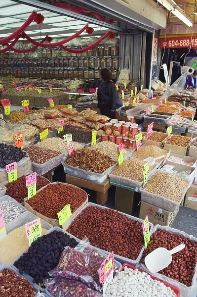A dried food shop in Chinatown, Vancouver, British Columbia, Canada, North America