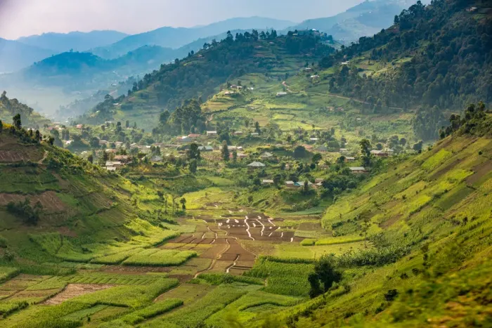 Framed Print : Driving by Lake Bunyonyi in Uganda, East Africa, Africa Framed Print : Driving by Lake Bunyonyi in Uganda, East Africa, Africa
