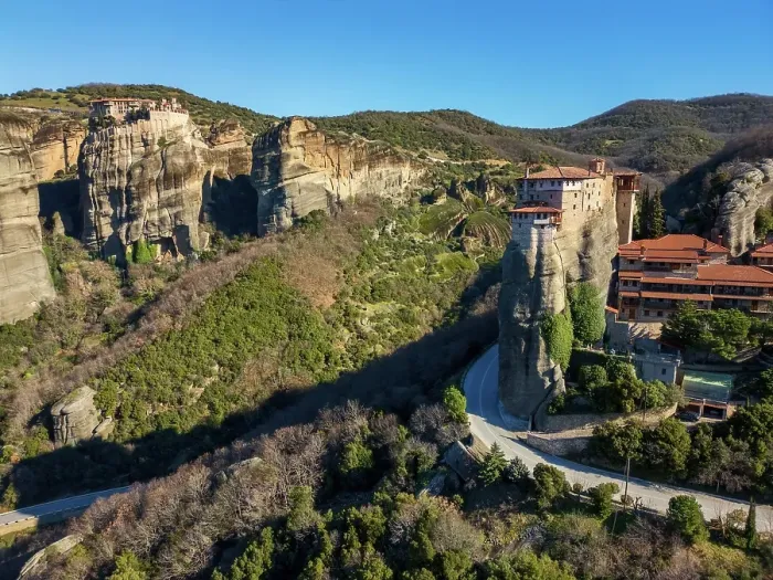 Framed Print : Drone aerial view of Meteora with ancient holy Monastery of Varlaam, UNESCO, Kalabaka, Greece Framed Print : Drone aerial view of Meteora with ancient holy Monastery of Varlaam, UNESCO, Kalabaka, Greece