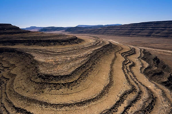 A drone shot of the Fish River Canyon, the second largest canyon in the world, Namibia