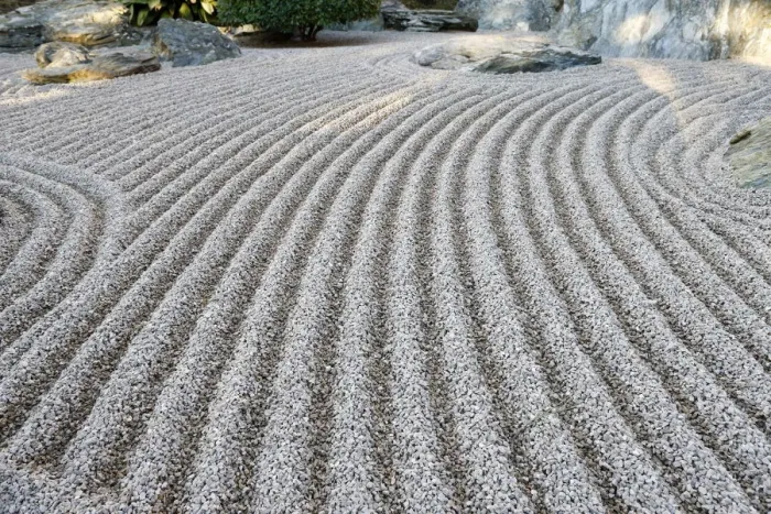 Framed Print : Dry landscape of a Japanese garden, Monaco, Europe Framed Print : Dry landscape of a Japanese garden, Monaco, Europe