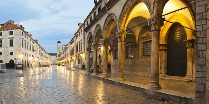 Framed Print : Dubrovnik Old Town, the Franciscan Monastery and Sponza Palace on Stradun at night, UNESCO World Heritage Site, Dubrovnik, Dalmatia, Croatia, Europe Framed Print : Dubrovnik Old Town, the Franciscan Monastery and Sponza Palace on Stradun at night, UNESCO World Heritage Site, Dubrovnik, Dalmatia, Croatia, Europe