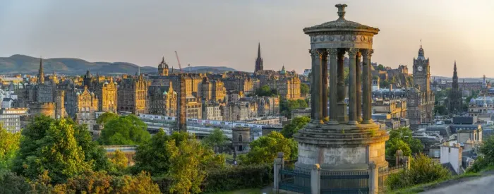Framed Print : The Dugald Stewart monument on Calton Hill, Edinburgh city skyline in the background Framed Print : The Dugald Stewart monument on Calton Hill, Edinburgh city skyline in the background