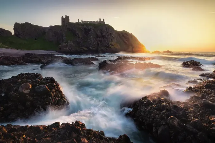 Framed Print : Dunnnottar Castle at sunrise, Stonehaven, Aberdeenshire, Scotland, United Kingdom Framed Print : Dunnnottar Castle at sunrise, Stonehaven, Aberdeenshire, Scotland, United Kingdom
