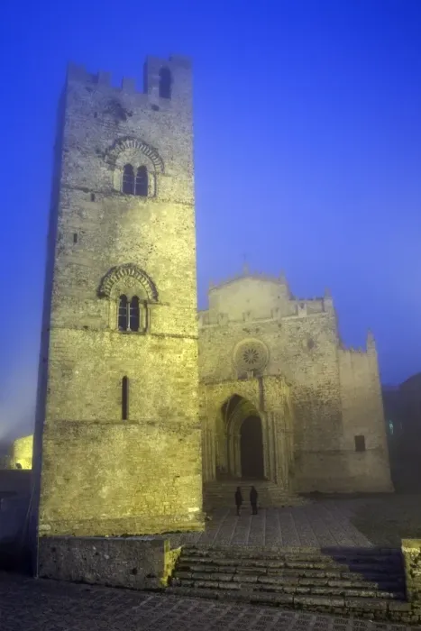 Framed Print : The Duomo in fog at dusk, Erice, Sicily, Italy, Europe Framed Print : The Duomo in fog at dusk, Erice, Sicily, Italy, Europe
