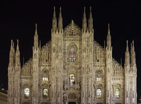 Duomo at night, Milan, Lombardy, Italy, Europe