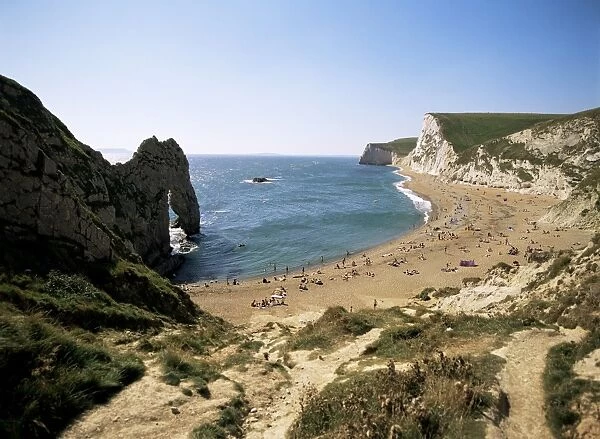 Durdle Door and beach, Dorset, England, United Kingdom, Europe