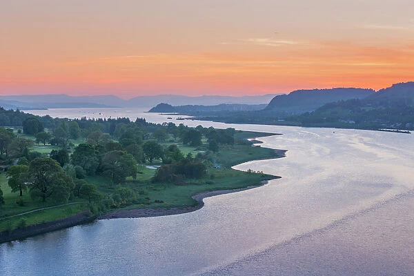 Dusk over River Clyde viewed from the Erskine Bridge, Scotland, United Kingdom, Europe