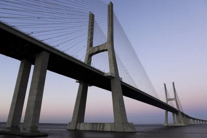 Framed Print : Dusk at the Vasco da Gama Bridge over the River Tagus (Rio Tejo) in Lisbon Framed Print : Dusk at the Vasco da Gama Bridge over the River Tagus (Rio Tejo) in Lisbon