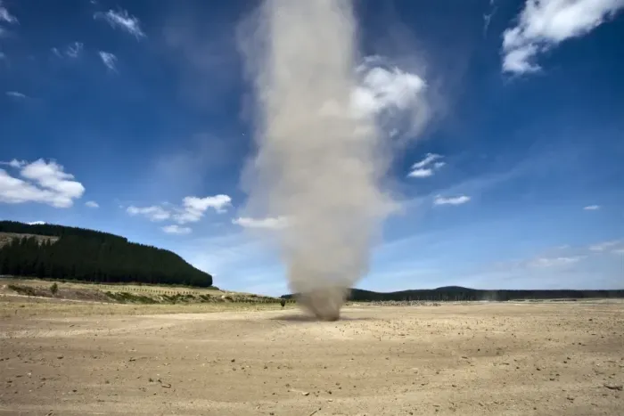Framed Print : Dust whirlwind twister during summer drought on farm, Waikato, North Island, New Zealand, Pacific Framed Print : Dust whirlwind twister during summer drought on farm, Waikato, North Island, New Zealand, Pacific