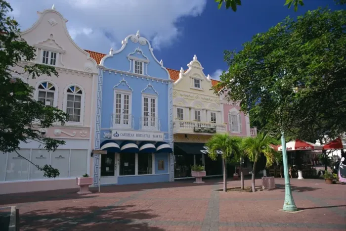 Framed Print : Dutch style colonial building facades, Oranjestad, Aruba, West Indies, Caribbean Framed Print : Dutch style colonial building facades, Oranjestad, Aruba, West Indies, Caribbean