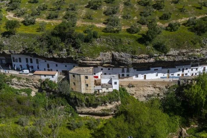 Framed Print : Dwellings built into rock overhangs above the Rio Guadalporcun, Setenil de las Bodegas, Andalucia, Spain, Europe Framed Print : Dwellings built into rock overhangs above the Rio Guadalporcun, Setenil de las Bodegas, Andalucia, Spain, Europe