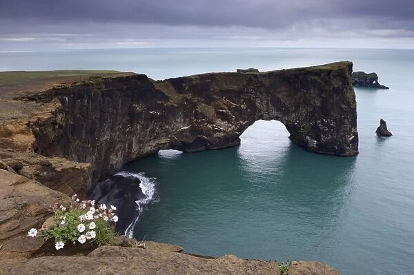 Dyrholaey natural arch, the southernmost point in Iceland, near Vik, in the south of Iceland