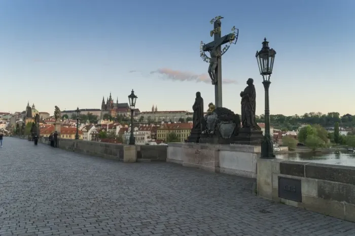 Framed Print : Early morning on Charles Bridge, UNESCO World Heritage Site, Prague, Czech Republic