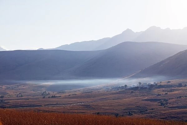 Early morning mist, Tsaranoro Valley, Ambalavao, central area, Madagascar, Africa