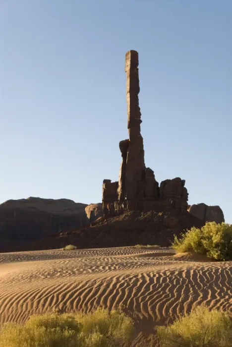 Framed Print : Early morning view of the Totem Pole with sand dunes in the foreground Framed Print : Early morning view of the Totem Pole with sand dunes in the foreground