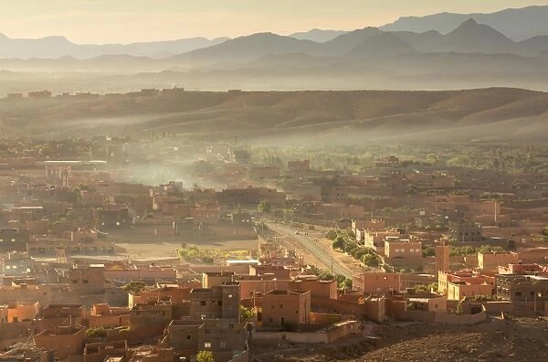 Early morning view over the town of Tinerhir, south of the Todra Gorge, Morocco, North Africa