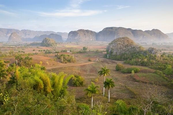 Early morning view over the Vinales Valley, UNESCO World Heritage Site