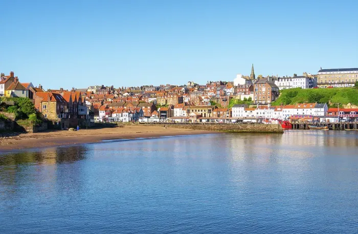 Framed Print : Early summer morning in the seaside town of Whitby, North Yorkshire, England, United Kingdom Framed Print : Early summer morning in the seaside town of Whitby, North Yorkshire, England, United Kingdom