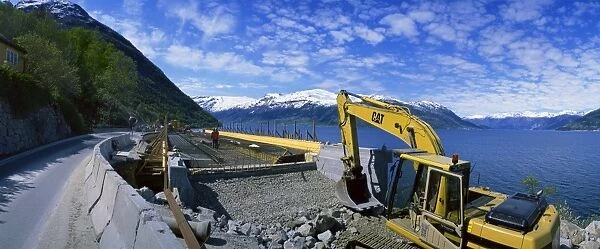Earth moving machinery used for widening Route 13 along