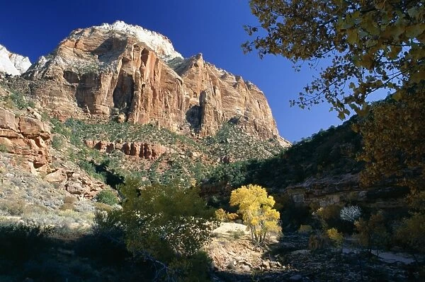 The East Temple from Pine Creek in autumn
