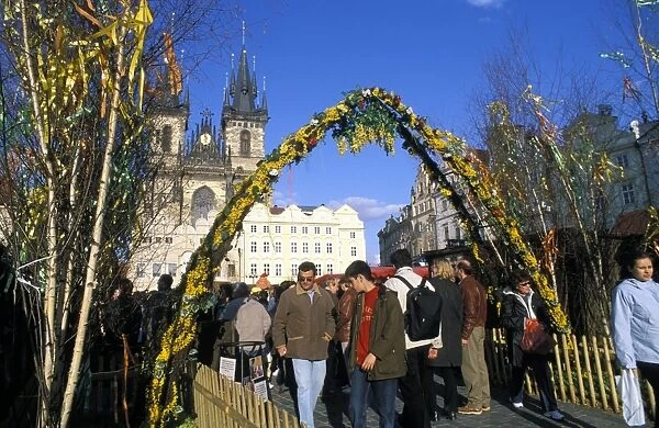 Easter decorations on Old Town Square, Stare Mesto, Prague, UNESCO World Heritage Site