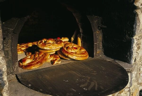 Eastern bread baked in outdoor communal oven