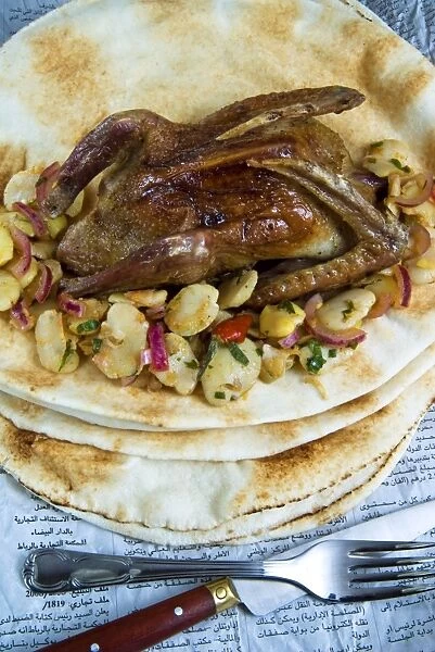 Egyptian roasted pigeon, Middle Eastern food, Egypt, North Africa, Africa
