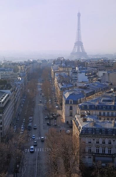 The Eiffel Tower from the Arc de Triomphe, Paris, France, Europe