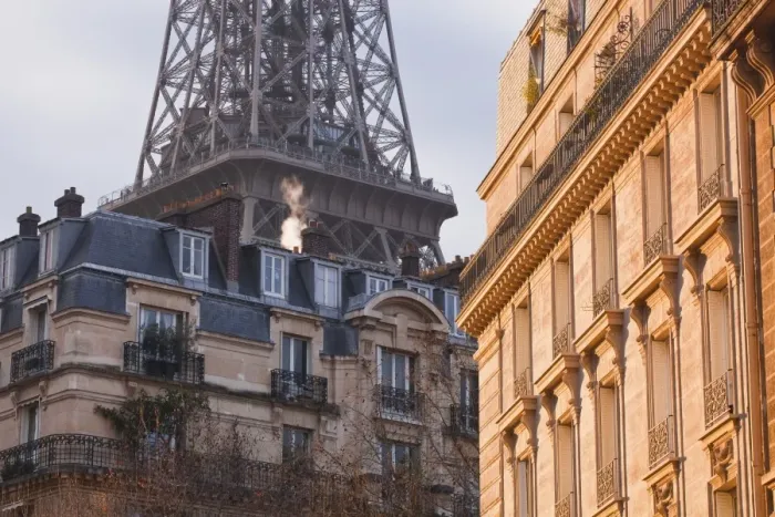 Framed Print : The Eiffel Tower and typical Parisian apartments, Paris, France, Europe Framed Print : The Eiffel Tower and typical Parisian apartments, Paris, France, Europe