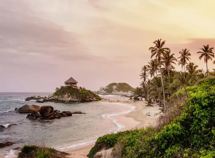 Framed Print : El Cabo San Juan del Guia beach at sunset, Tayrona National Natural Park, Magdalena Department Framed Print : El Cabo San Juan del Guia beach at sunset, Tayrona National Natural Park, Magdalena Department