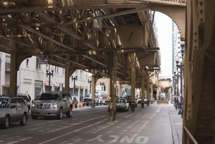 Framed Print : Under the El, the elevated train system in The Loop, Chicago, Illinois Framed Print : Under the El, the elevated train system in The Loop, Chicago, Illinois