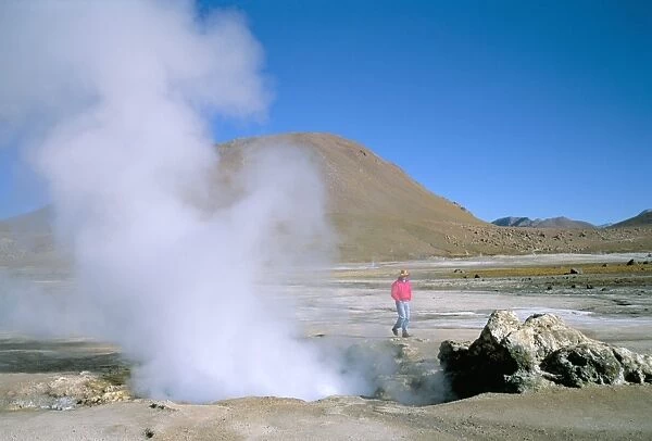 El Tatio geysers and fumaroles in the Andes at 4, 300m, northern part of Chile, Chile, South America