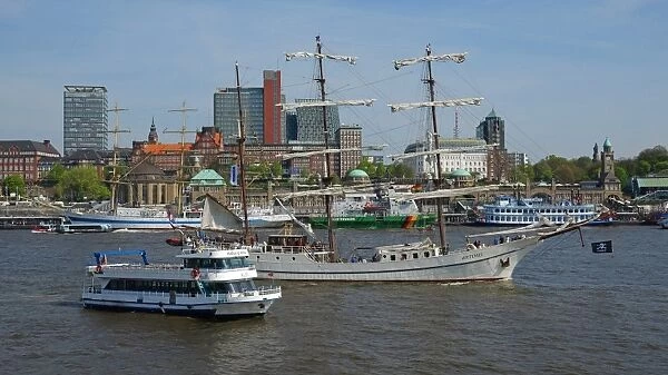 Elbe River at Landing Stages, Hamburg, Germany, Europe