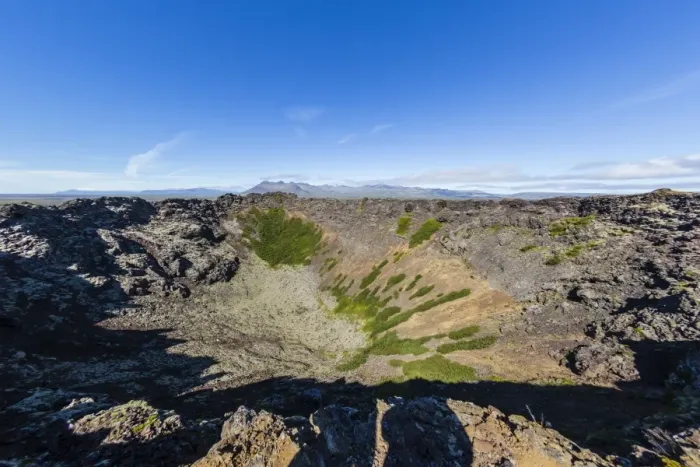 Framed Print : Eldborg volcanic crater, declared a Protected Natural Monument in 1974, Iceland Framed Print : Eldborg volcanic crater, declared a Protected Natural Monument in 1974, Iceland