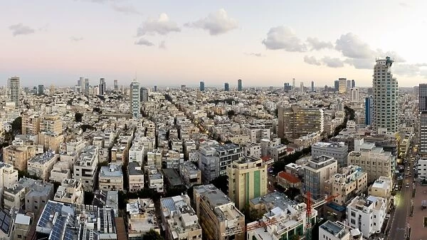 Elevated city view towards the commercial and business centre, Tel Aviv, Israel, Middle East